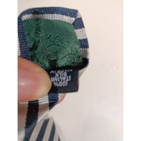 Tommy Hilfiger Tie Striped Blue Red 57 Inches Italian Silk Vintage - Picture 6 of 6